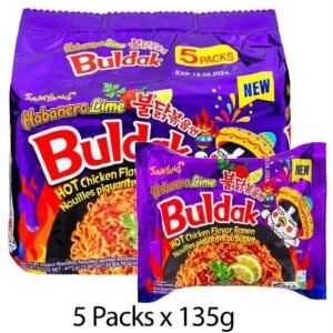 Samyang Korean Buldak Habanero Lime Hot Chicken Instant Ramen Noodle, 5 Bags